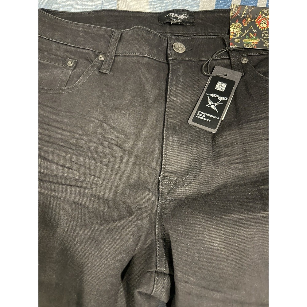 New Ed Hardy Slim Straight Jeans Men's 38X32 Embroidered Tiger Floral Y2K Grunge - Picture 7 of 15